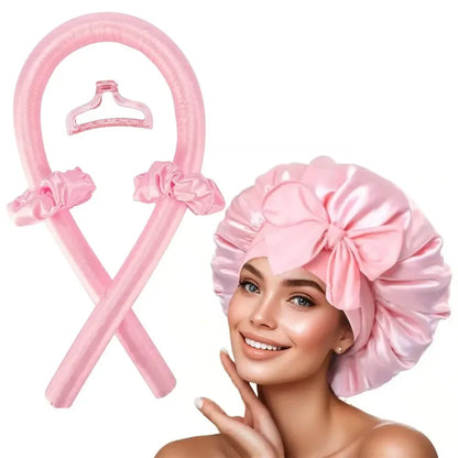 Heatless Curling Rod Headband Soft Hair Curler with Sleeping Bonnet No Heat Hair Rollers Satin Curls Lazy Curlers Styling Tools