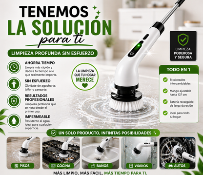 Cepillo Eléctrico de Limpieza 8 en 1 con Mango Extensible