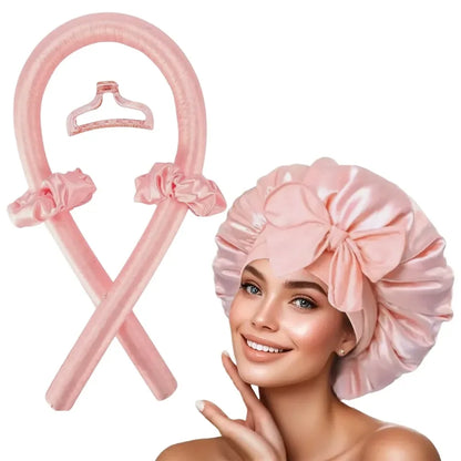 Heatless Curling Rod Headband Soft Hair Curler with Sleeping Bonnet No Heat Hair Rollers Satin Curls Lazy Curlers Styling Tools